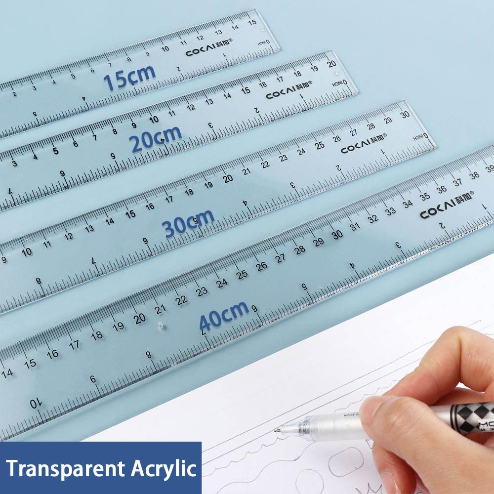 Ruler Set Transparent - Accessori da Scrivania: Righello Dritto Multifunzione