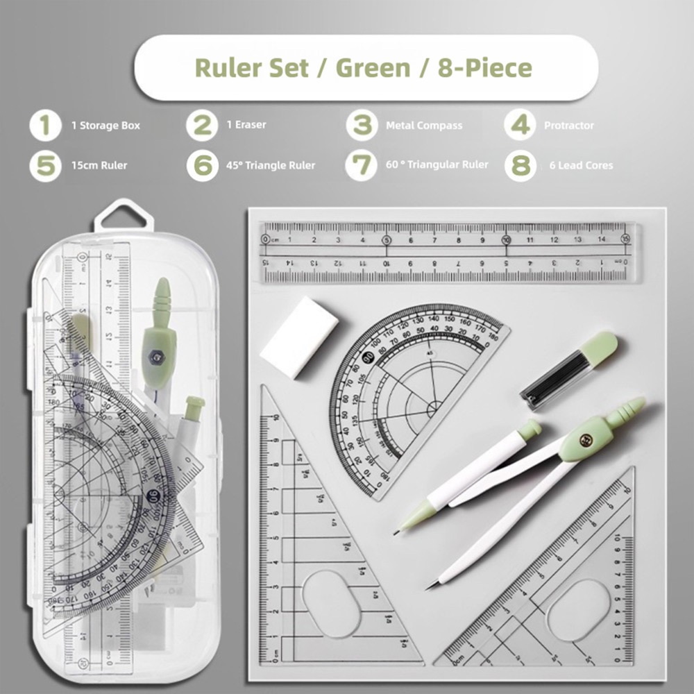 Ruler Set Transparent - 8 pz/set bussole righello in plastica