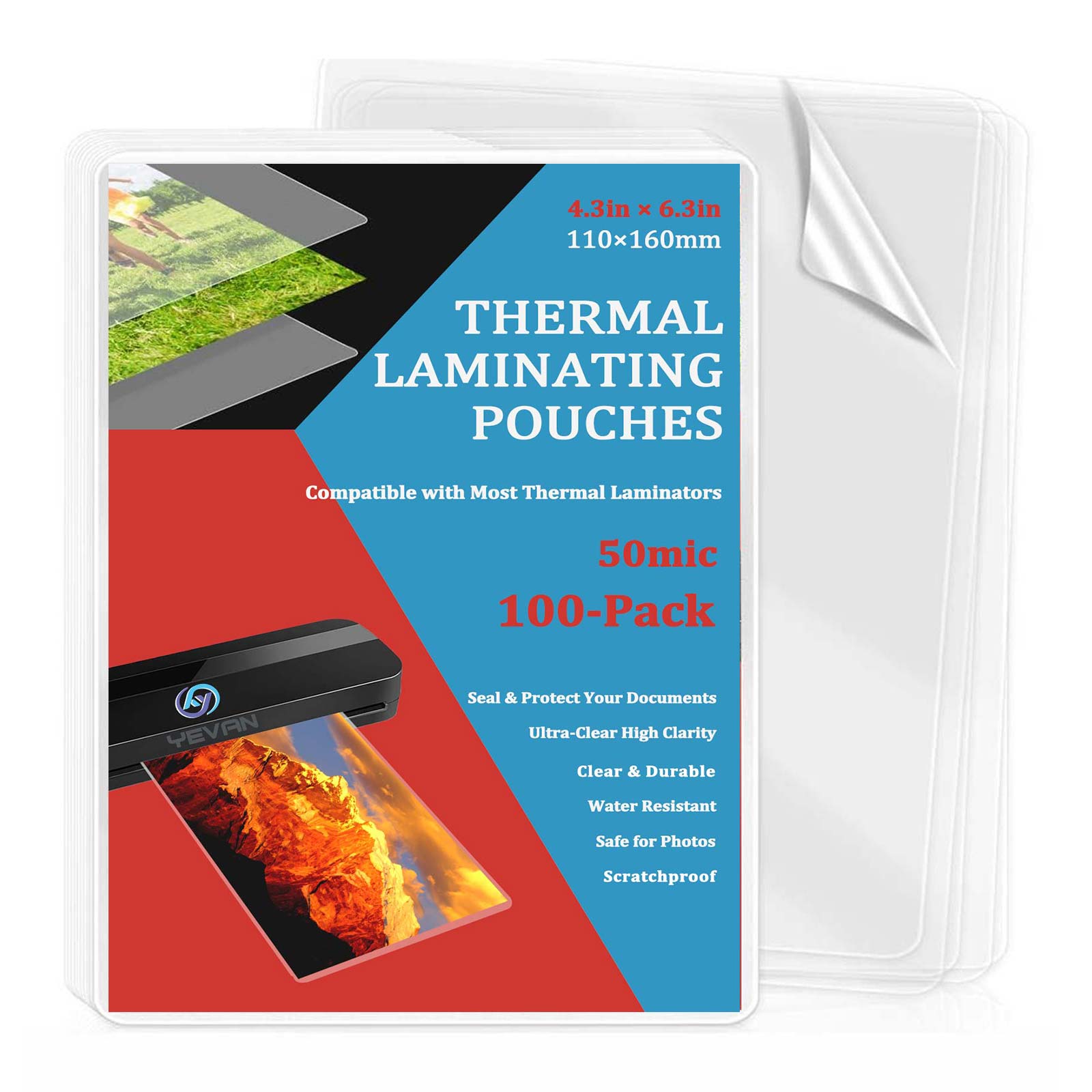 Document Laminator Pouch - 100 Fogli di Pellicole per Laminazione